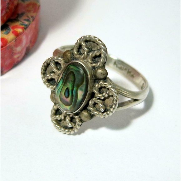 Vintage TAXCO TM-154 Sterling 925 Mexico Silver Ring with Paua Shell - Picture 4 of 8